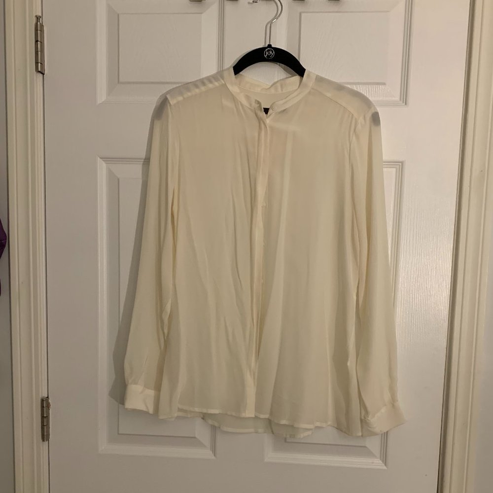 Sheer Silk Blouse with Mandarin Collar